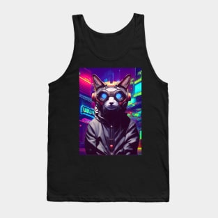 Techno Cat In Japan Neon City Tank Top